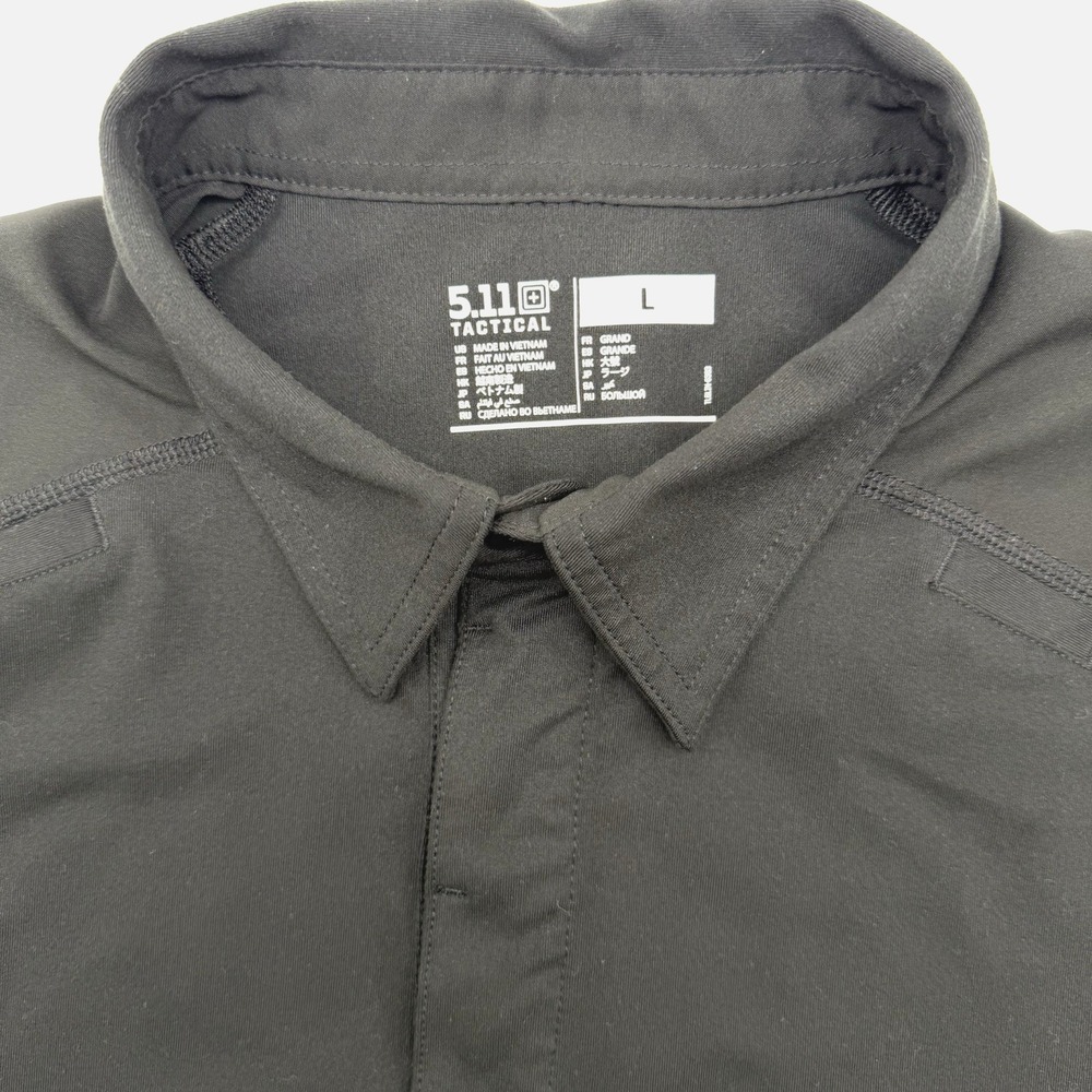 5.11 Tactical Polo Shirt Men Large Black Performance Short Sleeve Zip Pocket